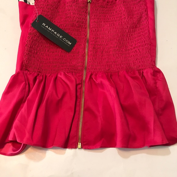 Rampage NWT Women’s Hot Pink Peplum Tube Top Lightly Padded Size S - Picture 7 of 8